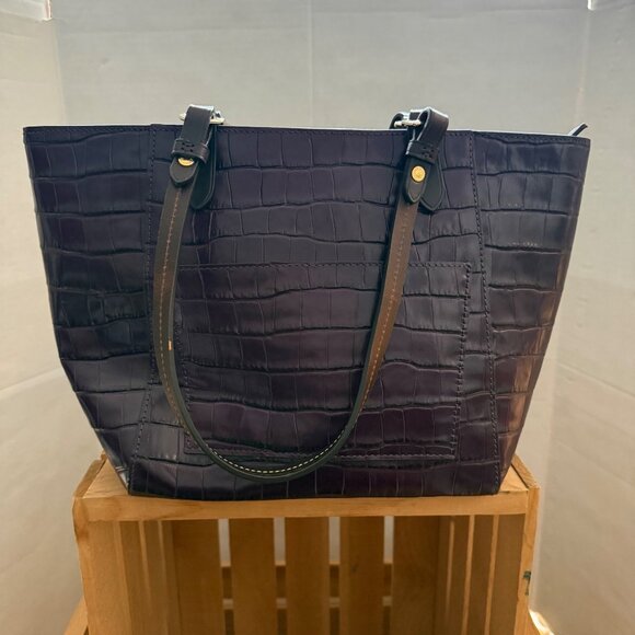 Dooney & Bourke Purple Oakdale Janie Tote Croc Embossed Leather Tote Bag Purse - Picture 5 of 15